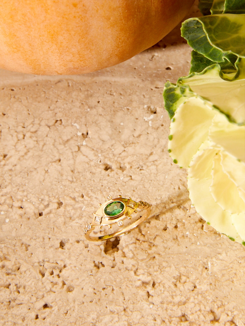 TOURMALINE AND DIAMONDS EYE RING