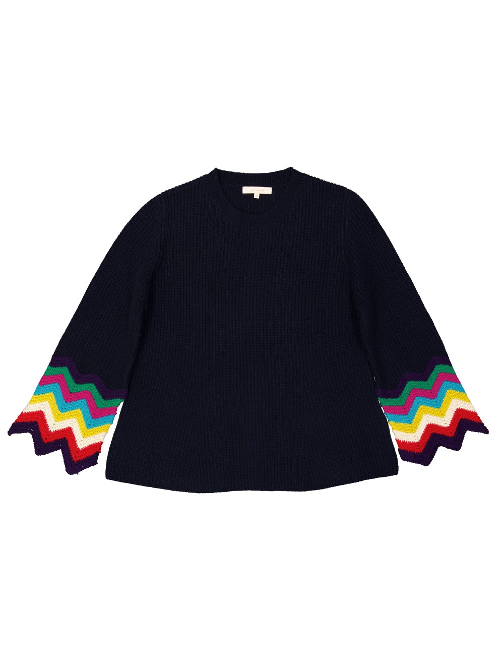PULL FLARE CROCHET NERO NAVY