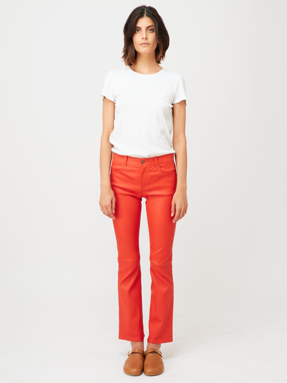 PANTALON DEAN CUIR PLONGÉ ROUGE