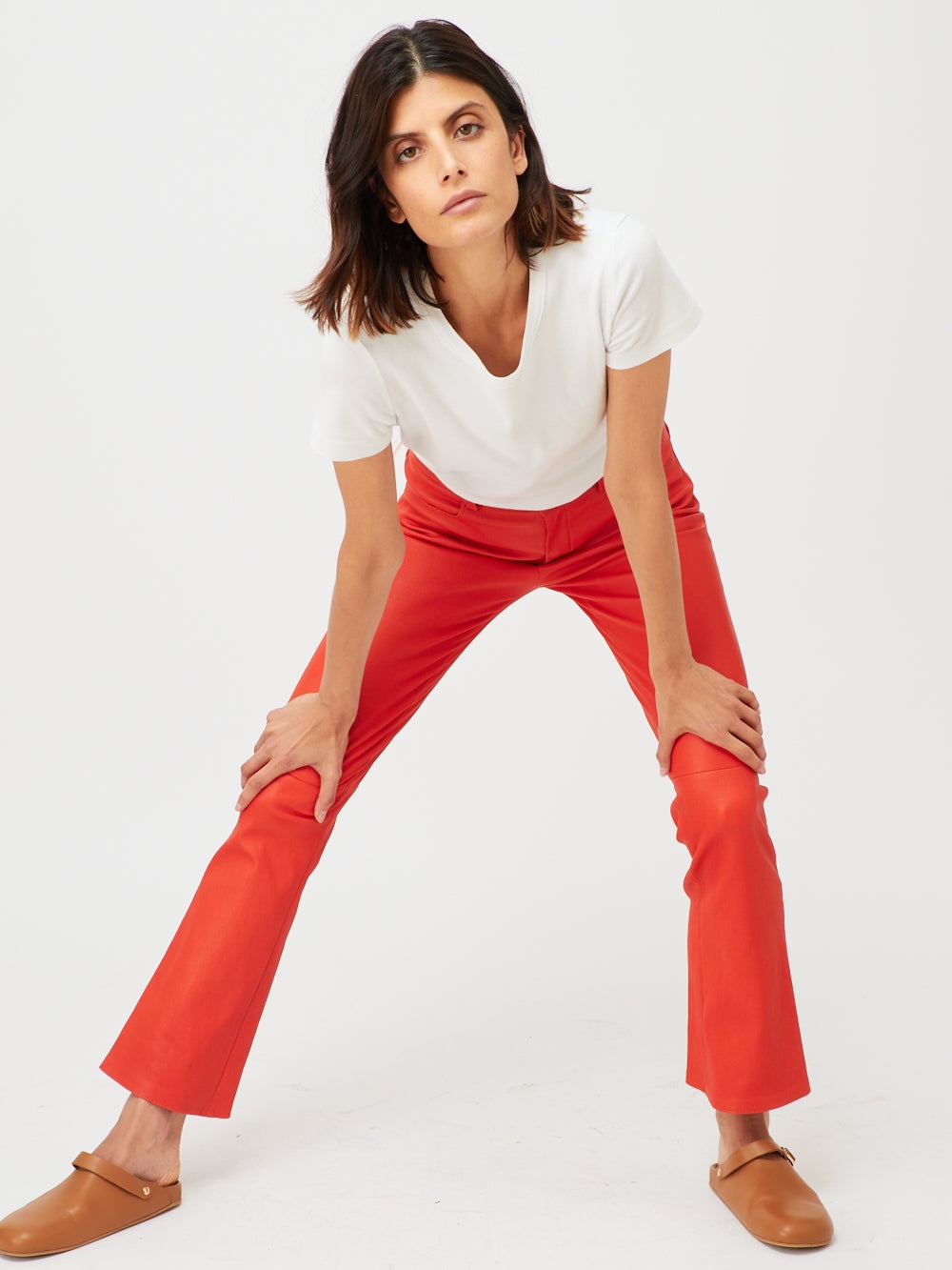 PANTALON DEAN CUIR PLONGÉ ROUGE