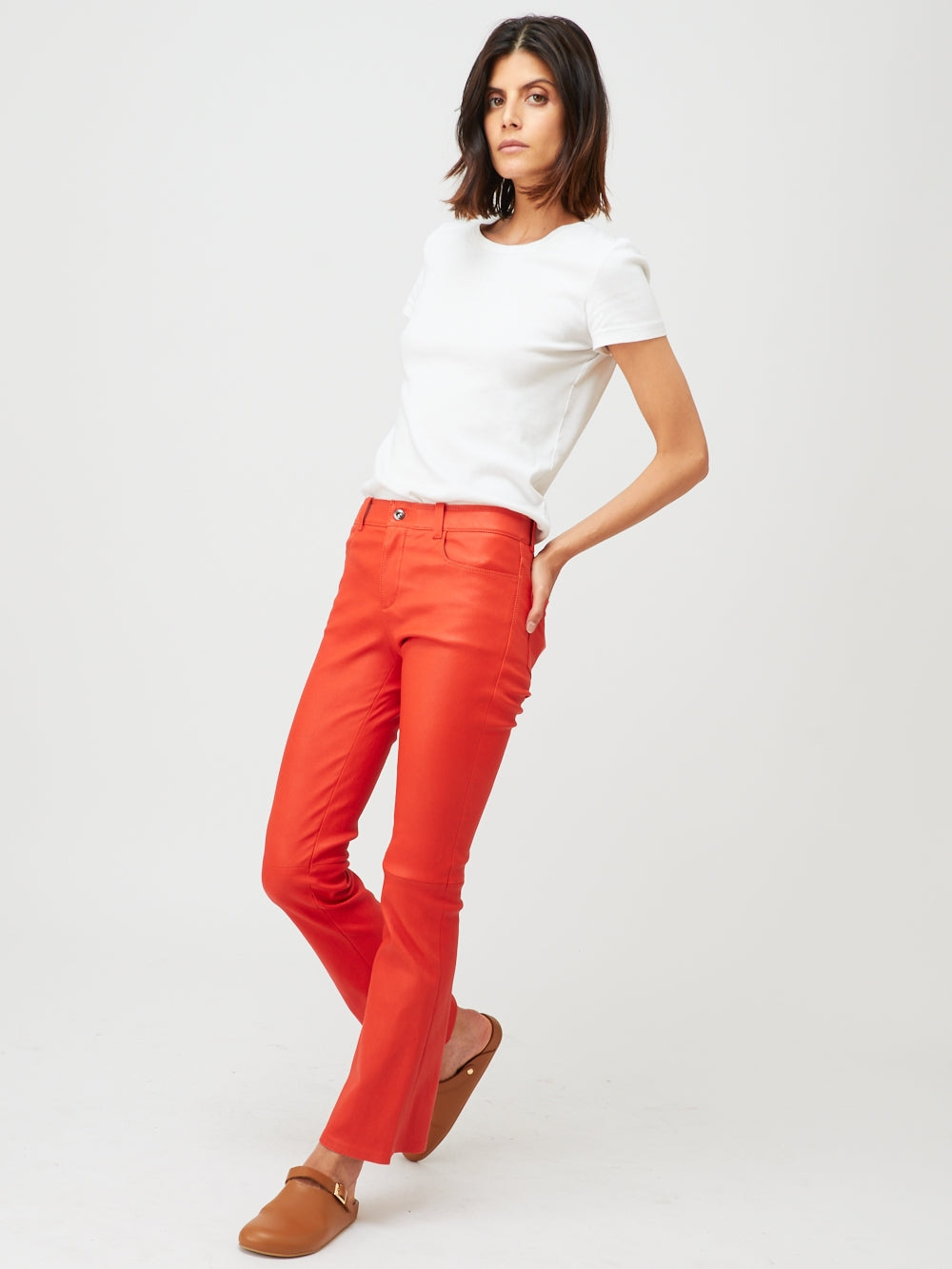 PANTALON DEAN CUIR PLONGÉ ROUGE