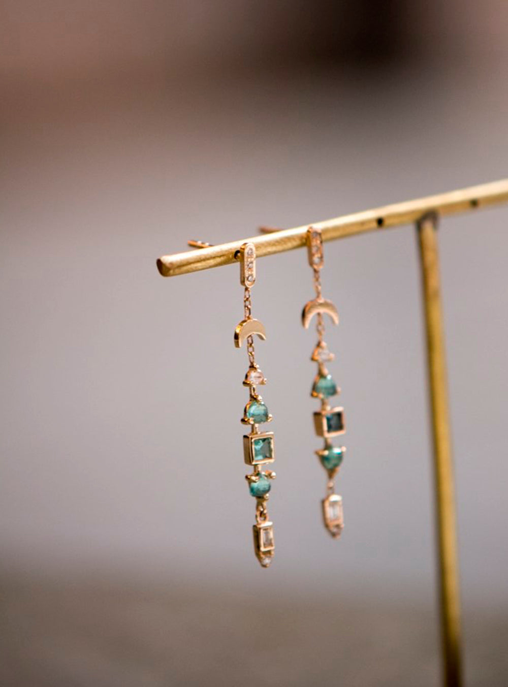 TOURMALINE CRESCENT MOON EARRING