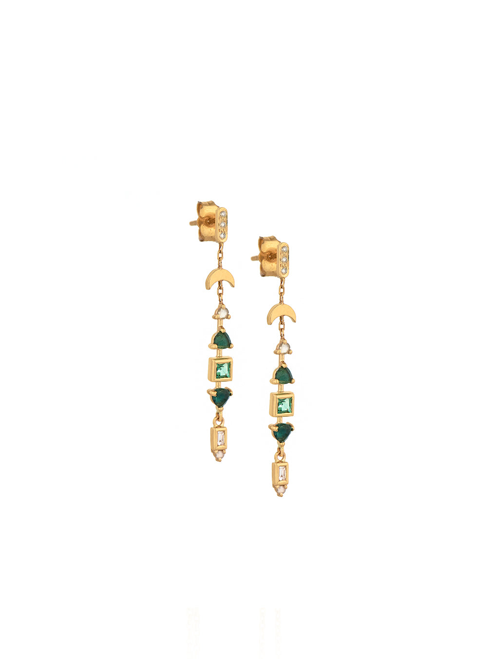 TOURMALINE CRESCENT MOON EARRING