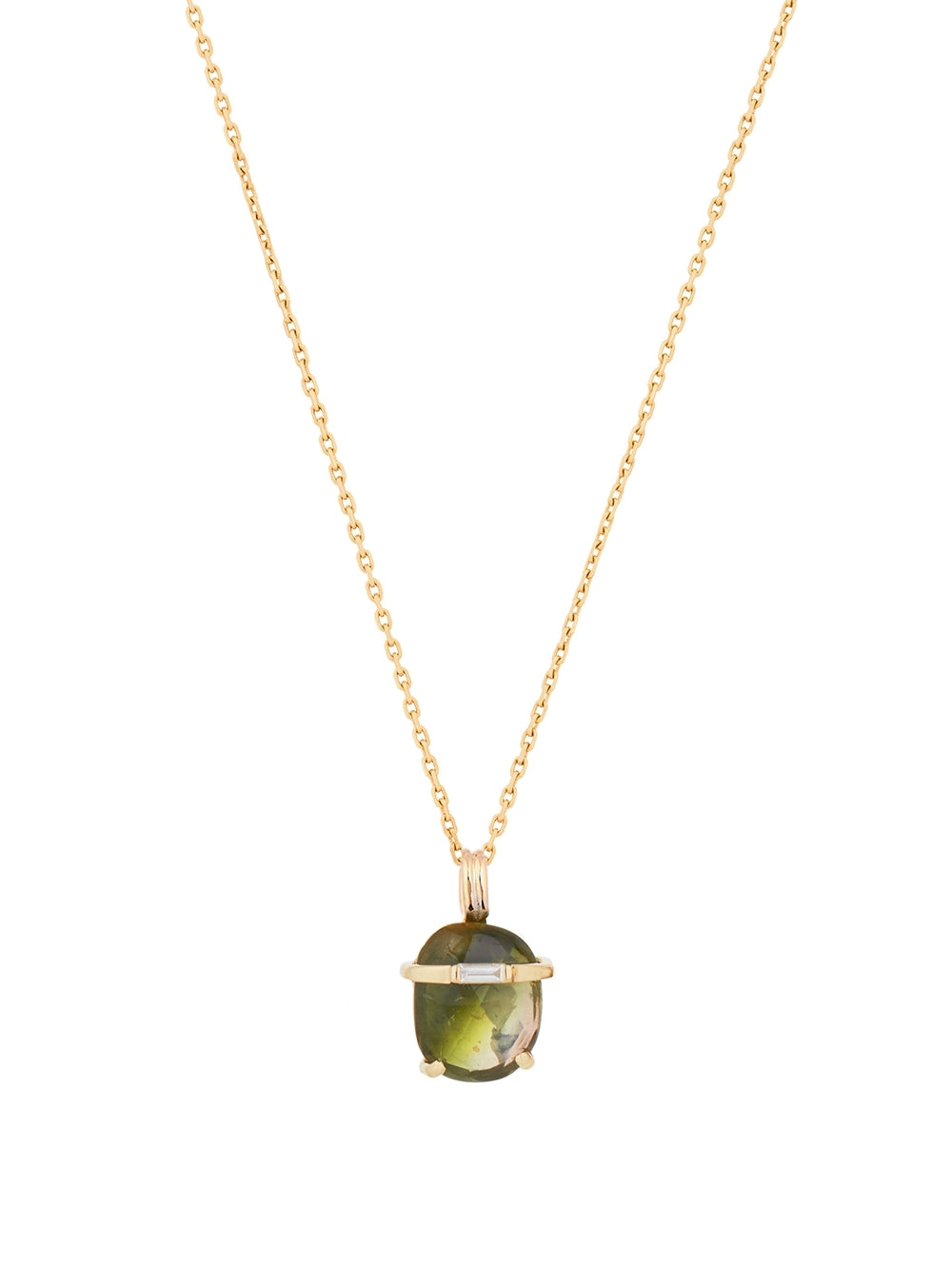 COLLIER TOURMALINE ET DIAMAND BAGUETTE