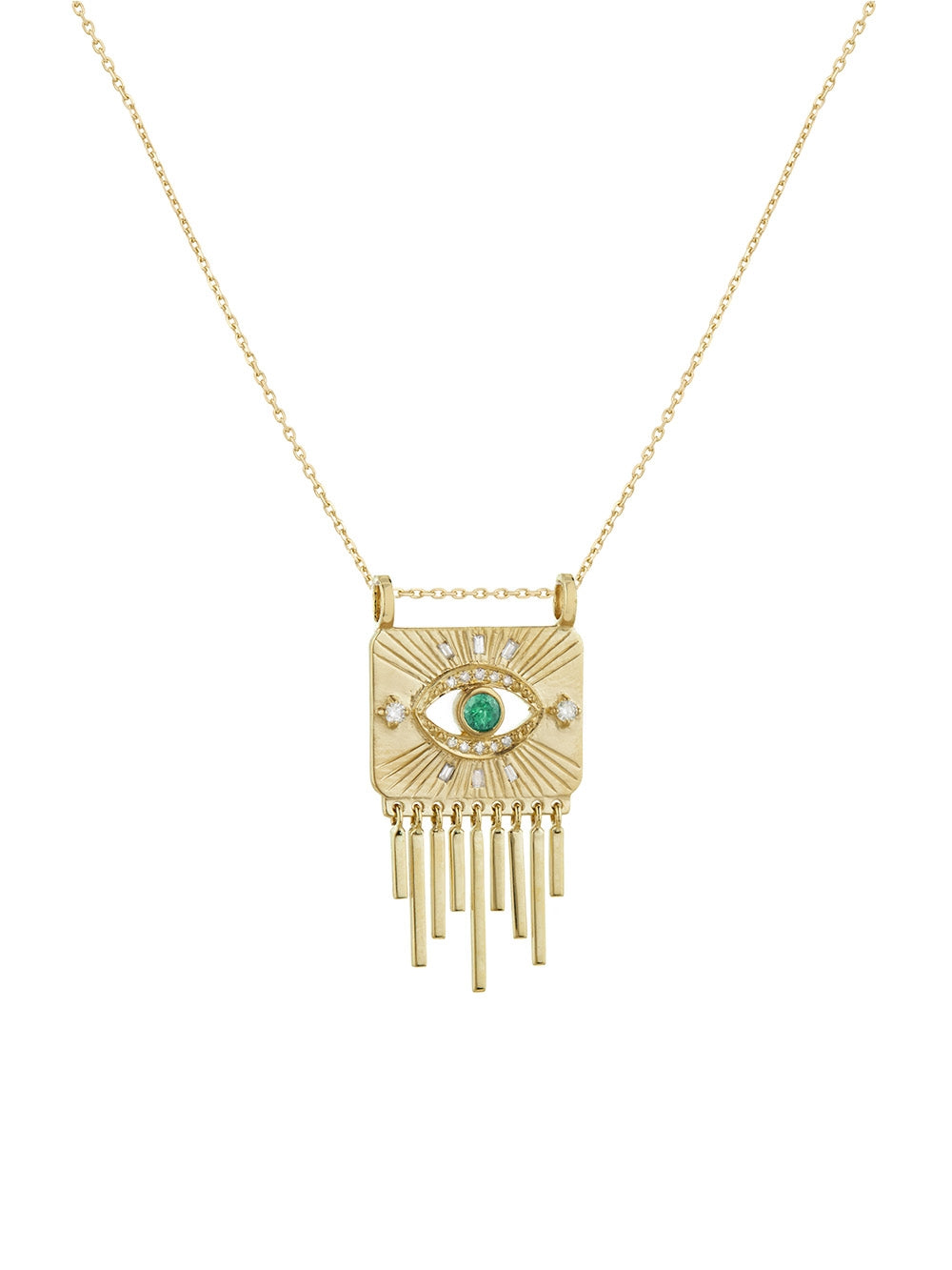 FLAT NECKLACE EMERAUDE EYE AND GOLFRINGE
