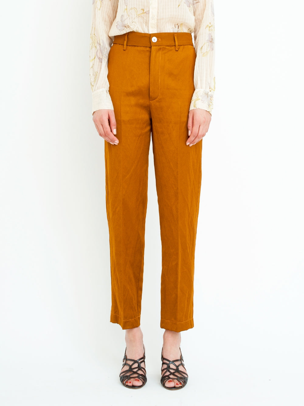 LINEN AND SATIN TROUSERS