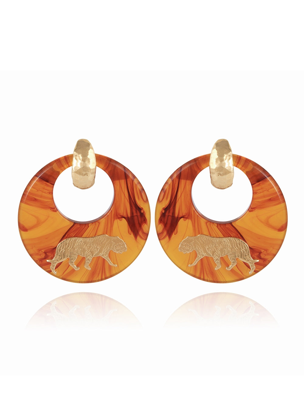 BOUCLE D'OREILLE TIGRE ACETATE OR
