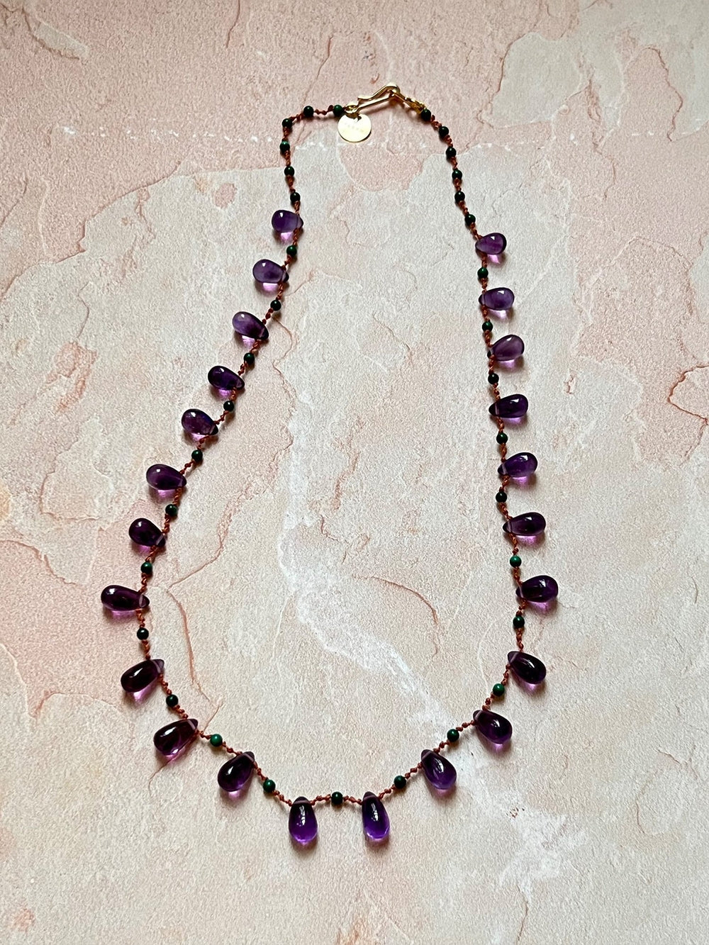 YOUNGTOWN AMETHYST AND MALACHITE NECKLACE