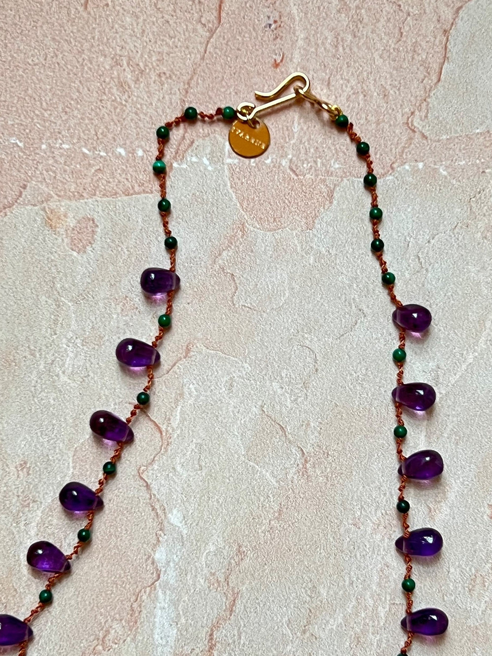 YOUNGTOWN AMETHYST AND MALACHITE NECKLACE