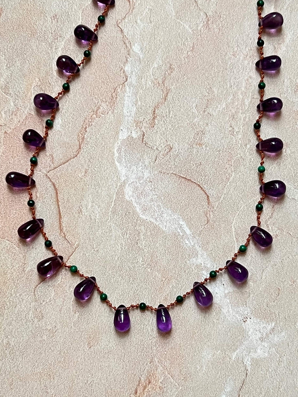 YOUNGTOWN AMETHYST AND MALACHITE NECKLACE