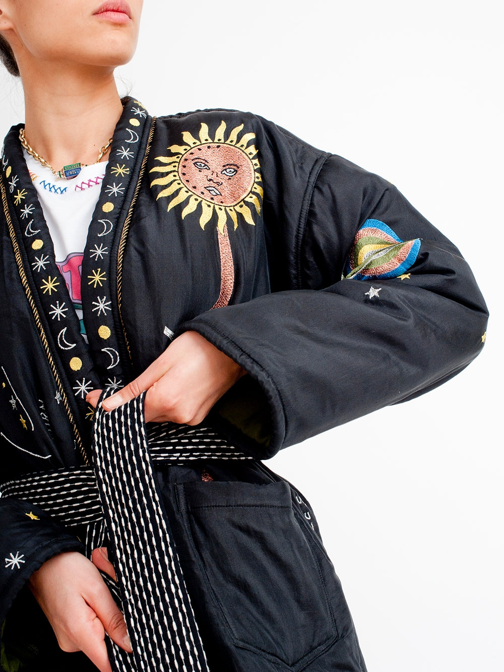 KIMONO KARMA EN SOIE NOIR