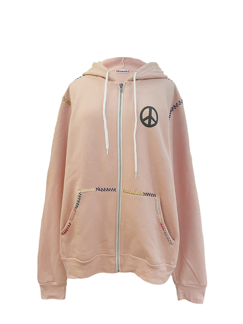 PINK BEIGE HOODED TAROT ZIP SWEATSHIRT