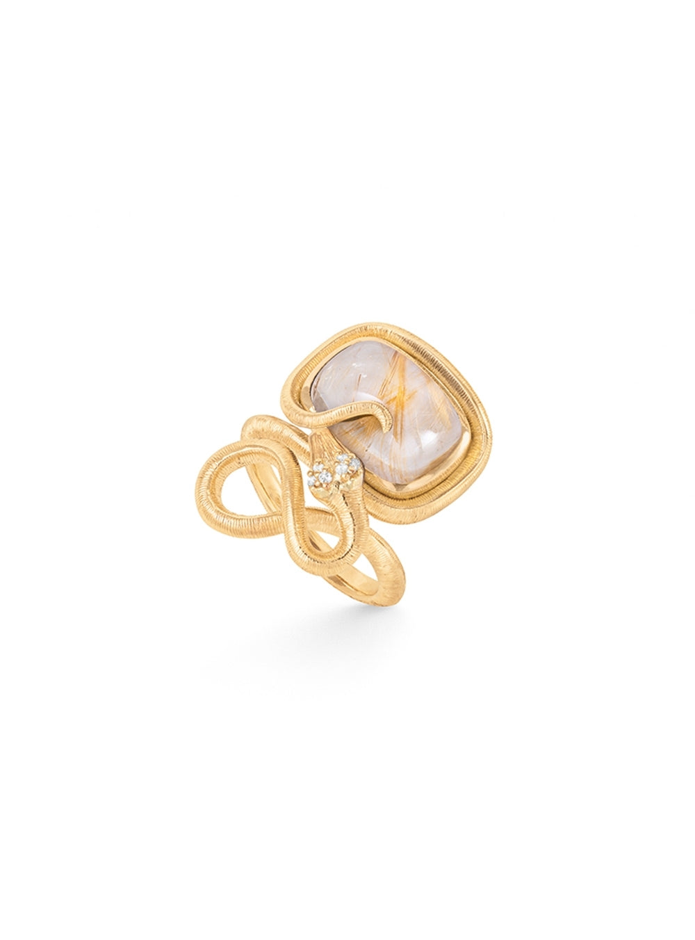 SNAKE RING 18K RUTILE QUARTZ