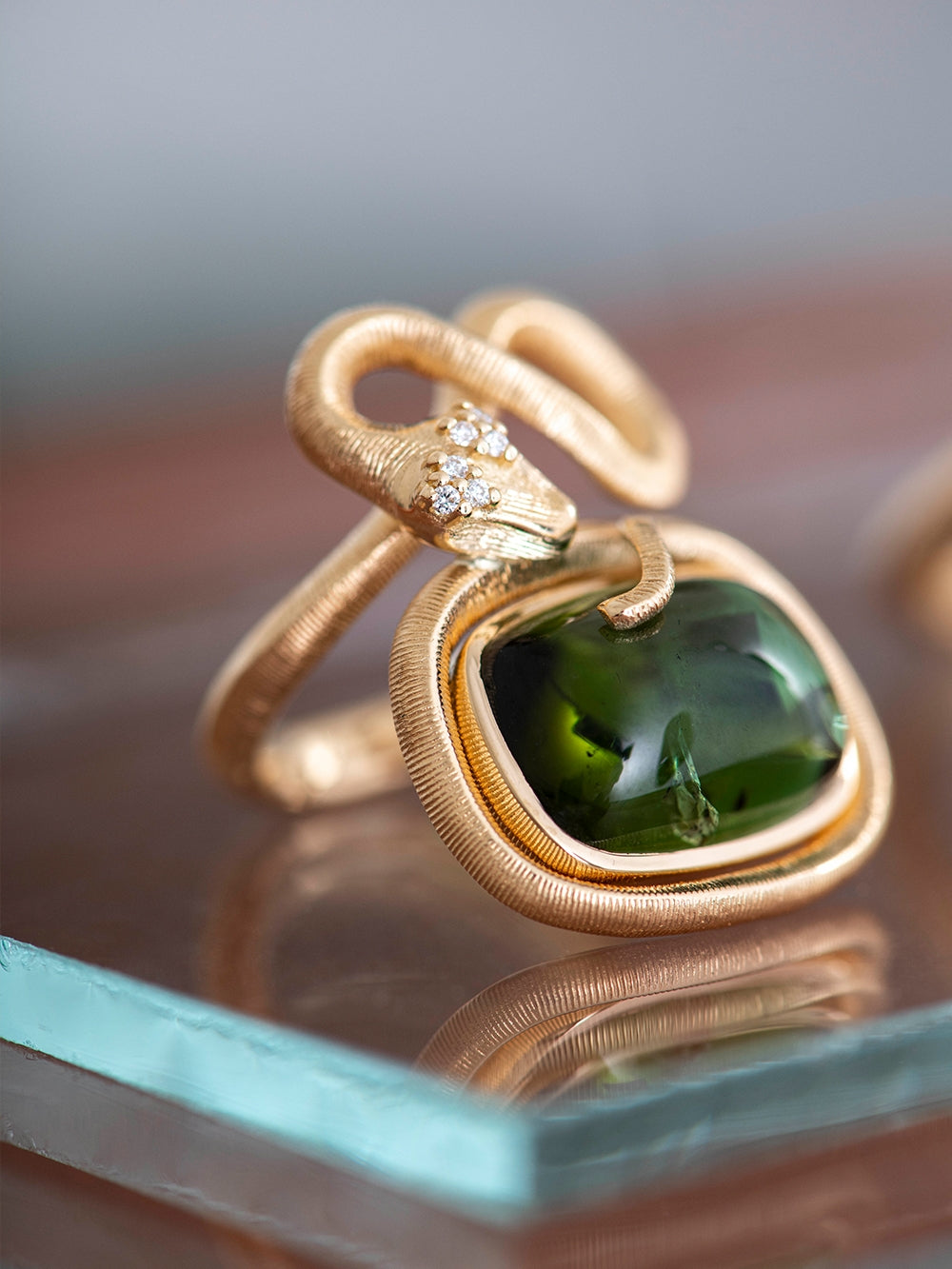 SNAKE RING 18K TOURMALINE