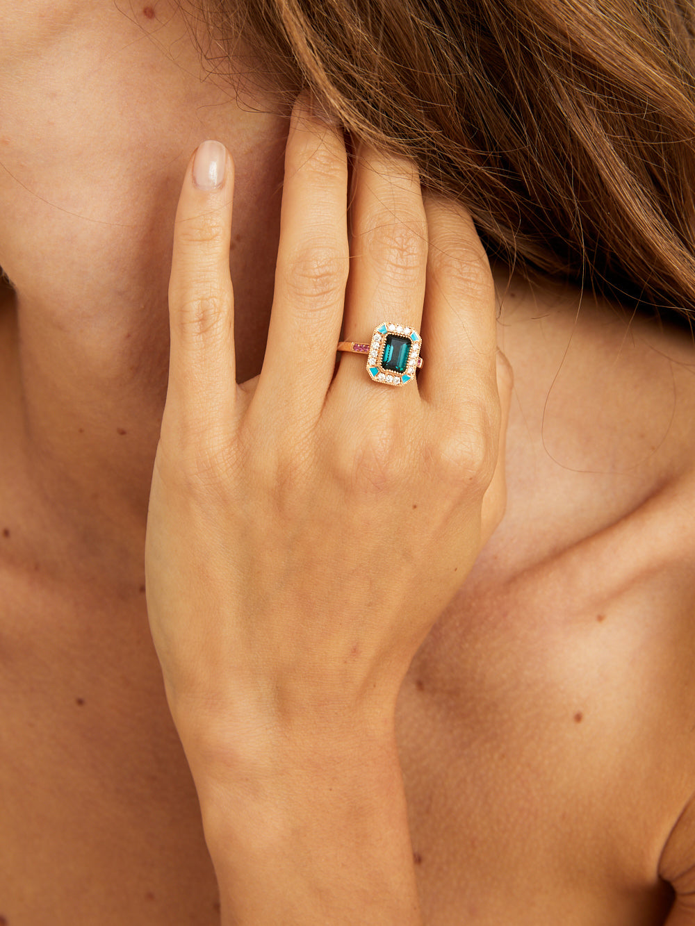 BAGUE ART DECO OR ROSE