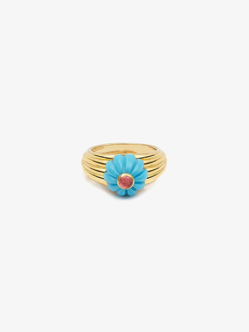 GELATO YELLOW GOLD TURQUOISE AND TOURMALINE RING