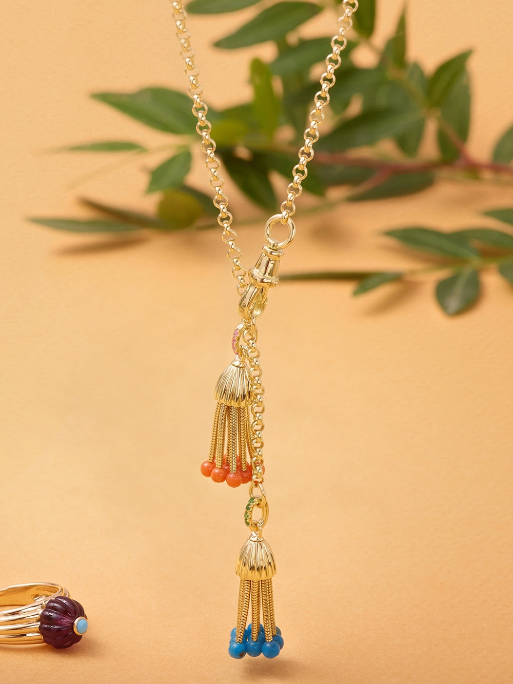 JASERON & POLPO TURQUOISE AND CORAL NECKLACE