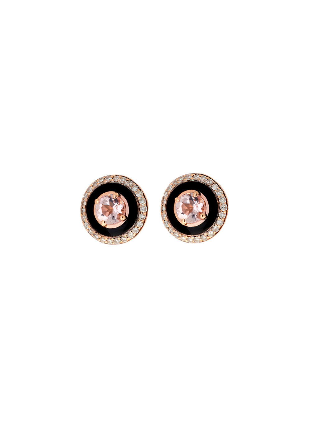 DIAMONDS & ENAMEL & MORGANITE EARRINGS