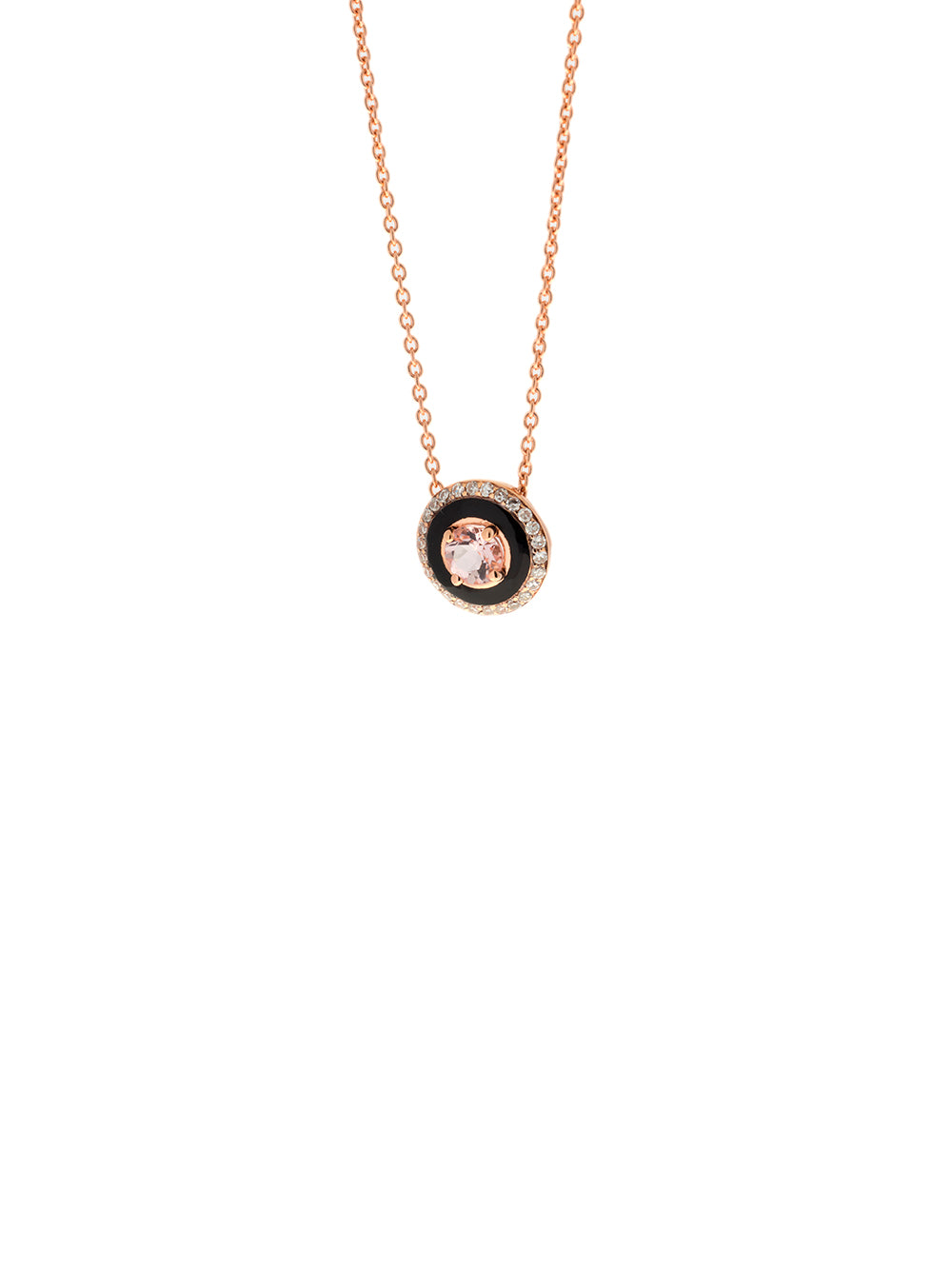 NECKLACE DIAM & ENAMEL & MORGANITE