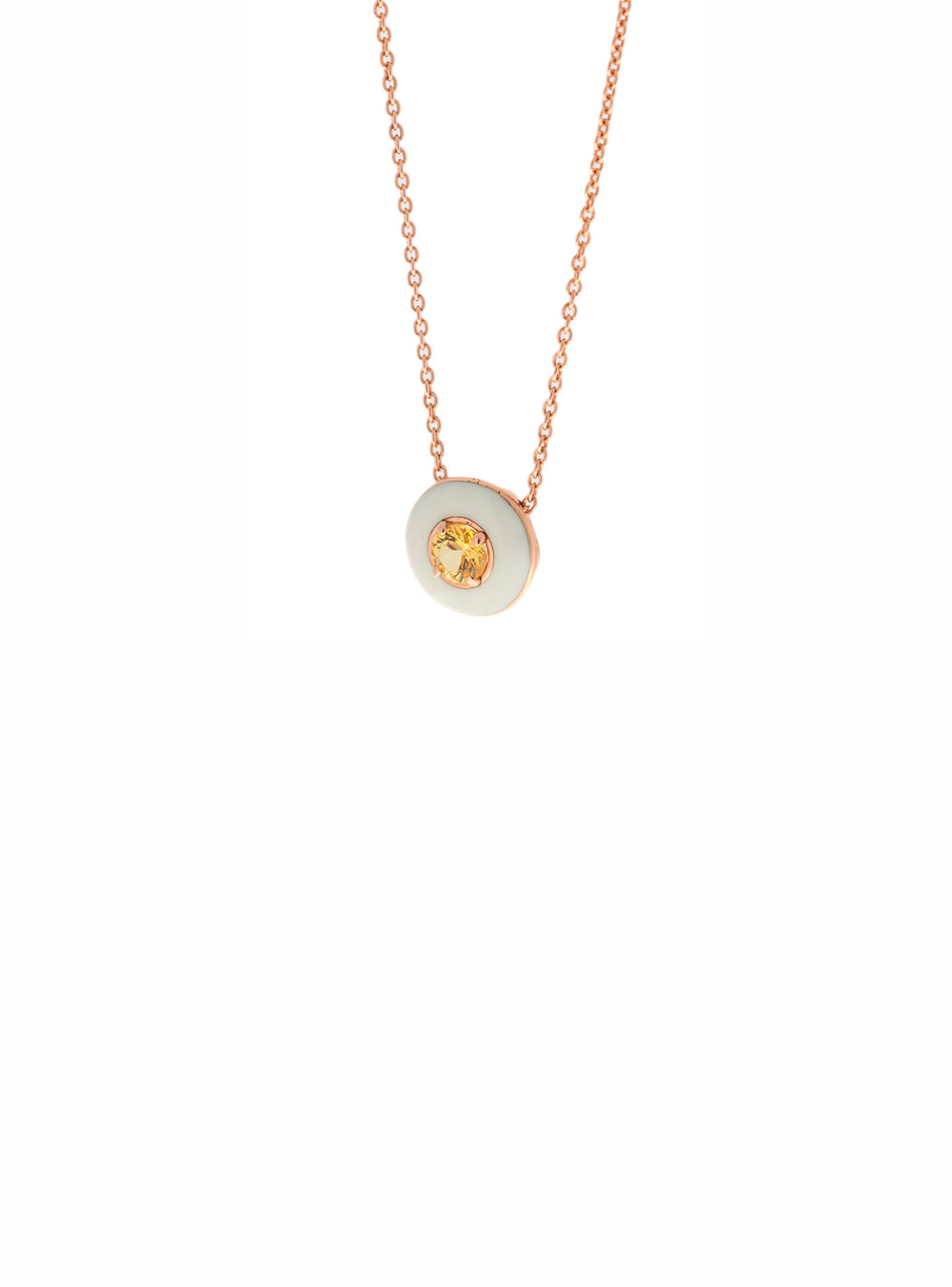 ROSE GOLD NECKLACE ENAMEL & YELLOW SAPPHIRE