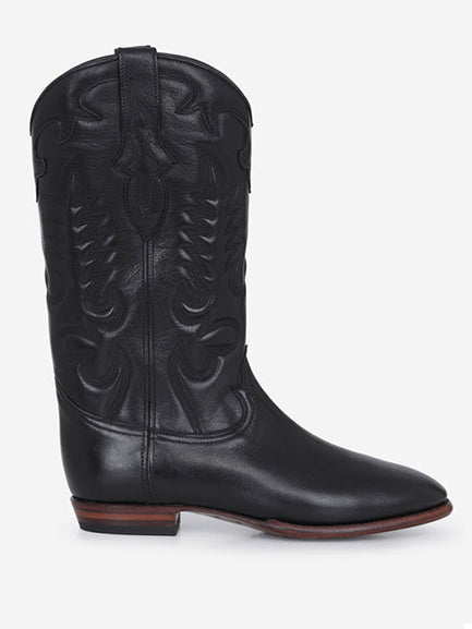 BLACK LEATHER MIDNIGHT COWBOY BOOTS